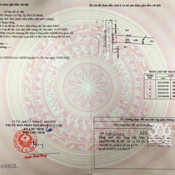 Bán 2 lô đất thổ cư mặt tiền Đỗ Đình Nhân, thị trấn Củ Chi dt 76m2 giá 2,35 tỷ 1 lô-1