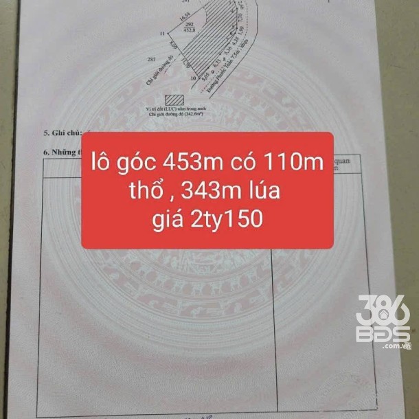 Bán đất đường Phước Toàn , Long Hiệp  dt 453m2 ( 110m2 thổ + 343m2 đất lúa) giá 2,15 tỷ-1