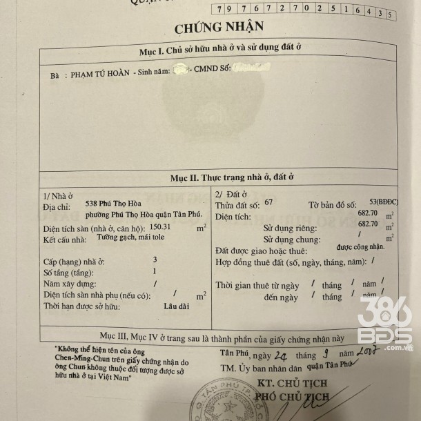 bán đất MTKD chợ vải Phú Thọ Hoà 682m2, vị trí đẹp, giá siêu rẻ-0