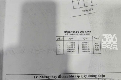 Nền thổ cư mặt tiền đường số 9, p Bình Hưng Hòa, Bình Tân dt 80m2 giá 4,5 tỷ