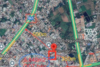 Nhà vườn nghỉ dưỡng tp Tân An , Long An tổng dt 5840m2 giá 75 tỷ