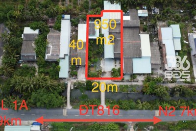 Nhà mặt tiền D9T816 ấp 5 xã Thạnh Hòa, Bến Lức dt 950m2 4pn 2wc giá 7,5 tỷ