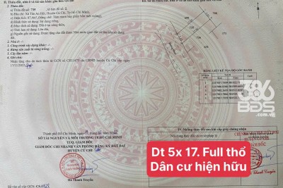 87m2 thổ cư đường nhựa xã Tân An Hội, Củ Chi giá 1,75 tỷ