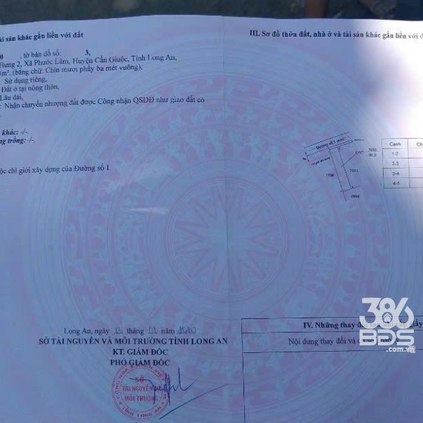 90m2 thổ cư xã Phước Lâm , Cần Giuộc giá 950tr-2