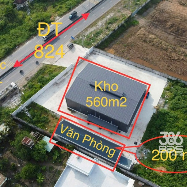 Đất mặt tiền TL 824, xã Lương Bình tdt 9800m2 ( 800m2 thổ + kho 560m2 + văn phòng 200m2) giá 50 tỷ-4