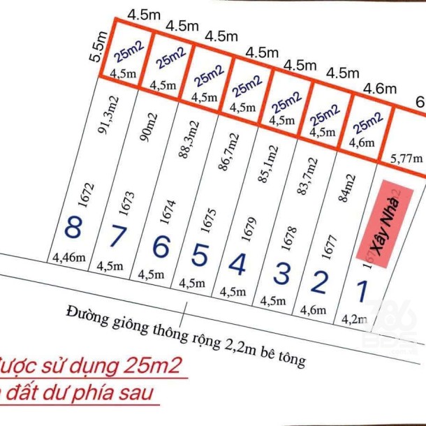Bán 8 lô thổ cư xã Mỹ Lộc, Cần Giuộc dt 103.5m2 giá 860 triệu / lô-3