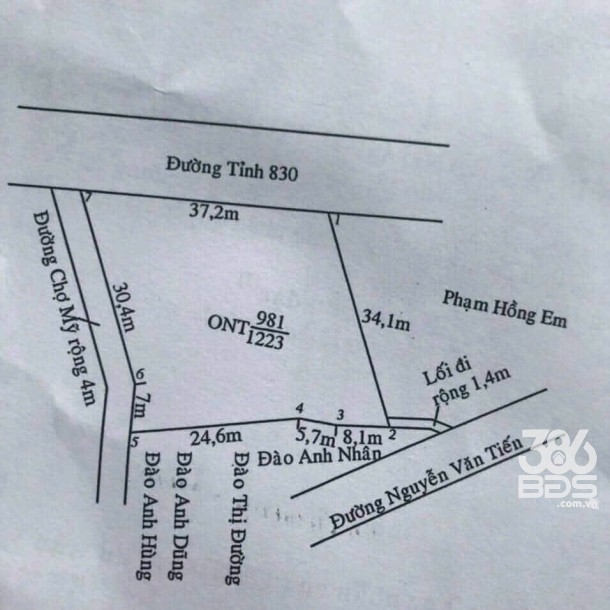Bán đất 2 mặt tiền TL 830 , xã Mỹ Lệ , Cần Đước dt 1223m2 full thổ giá hạ còn 13,5 tỷ-1