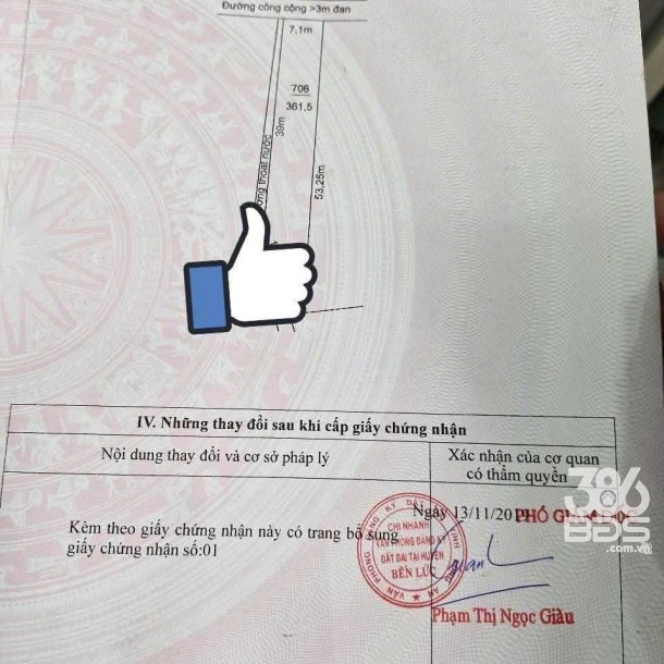 Bán đất thổ cư xã Nhựt Chánh , Bến Lức dt 361,5m2 giá giảm còn 1 tỷ 469 triệu-4