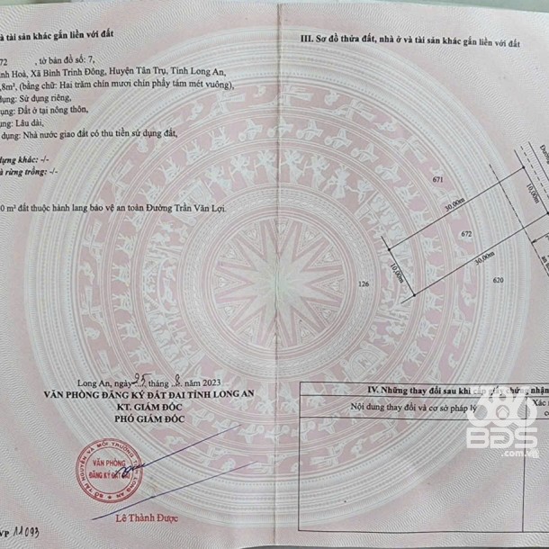 Bán đất thổ cư mt đường beton Trần Văn Lợi , xã Bình Trinh Đông , Tân Trụ dt 150m2 giá 590 triệu-2