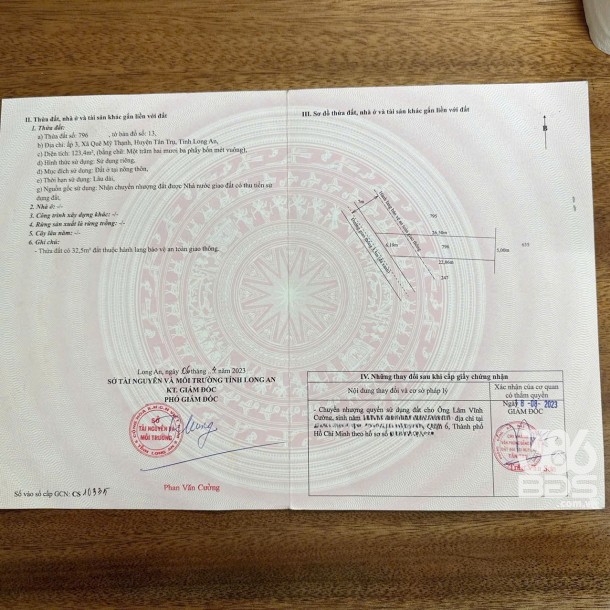 Bán nền thổ cư đường đá xanh 3,5m , xã Quê Mỹ Thạnh , Tân Trụ dt 123m2 giá 380 triệu-3