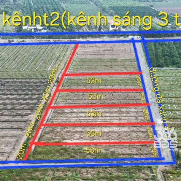 3 lô đất vườn cực đẹp tại xã Tân Thành, Thủ Thừa dt 1069m2 giá 800 triệu 1 lô-1