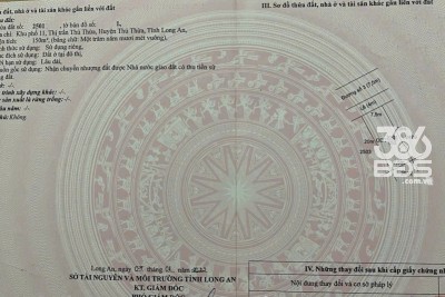 Bán lô đất xây biệt thự đẹp đường số 3, kp 11, thị trấn Thủ Thừa dt 150m2 full thổ giá 2,5 tỷ