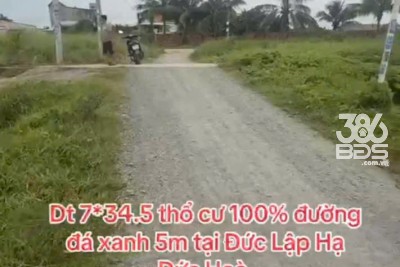 Bán đất thổ cư , đường đá xanh 5m xã Đức Lập Hạ dt 241m2 giá 1,4 tỷ